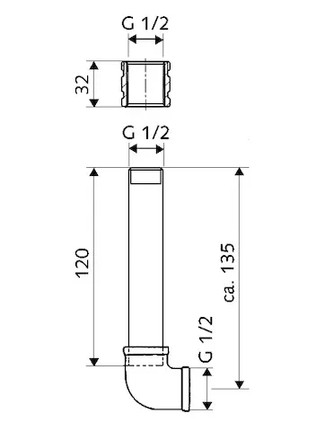 Urinal-Zulaufgarnitur DN 15, DN 15 G 1/2 IG, DN 15 G 1/2 IG Urinal-Zulaufgarnitur DN 15, DN 15 G 1/2 IG, DN 15 G 1/2 IG