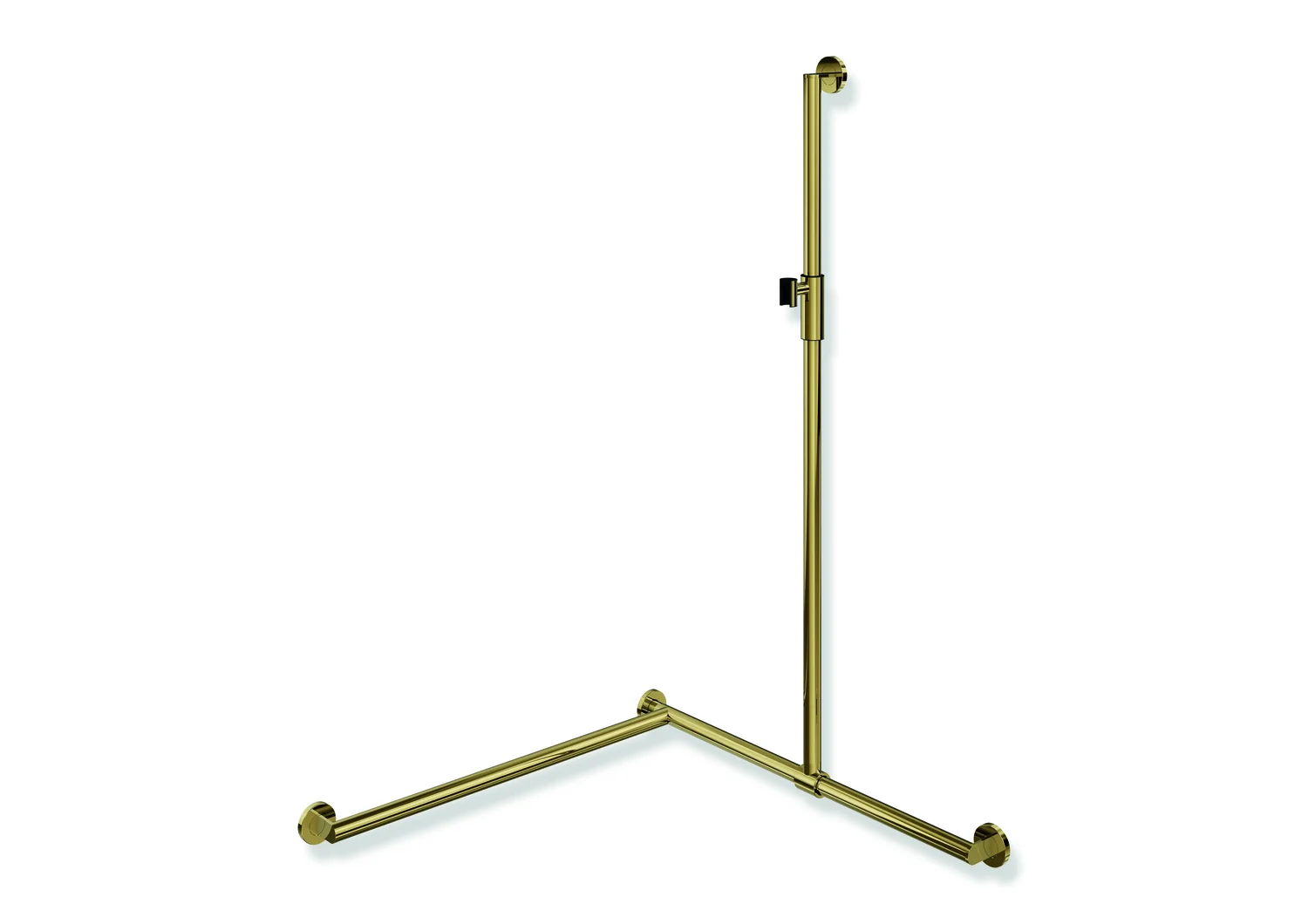 HEWI Duschhandlauf System 900, PVD-beschichtet in Gold glänzend, 1250 mm senkrecht, 800 mm waagerecht, 32 mm Durchmesser, links HEWI Duschhandlauf System 900, PVD-beschichtet in Gold glänzend, 1250 mm senkrecht, 800 mm waagerecht, 32 mm Durchmesser, links