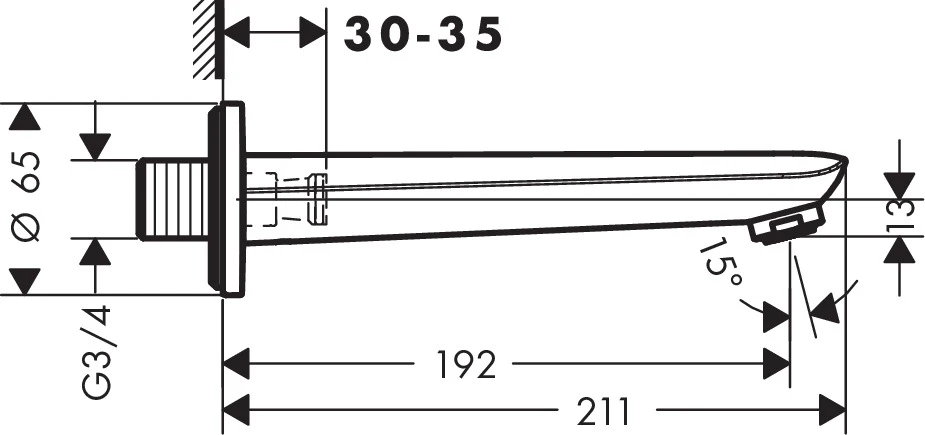 Wanneneinlauf Novus DN20 chrom