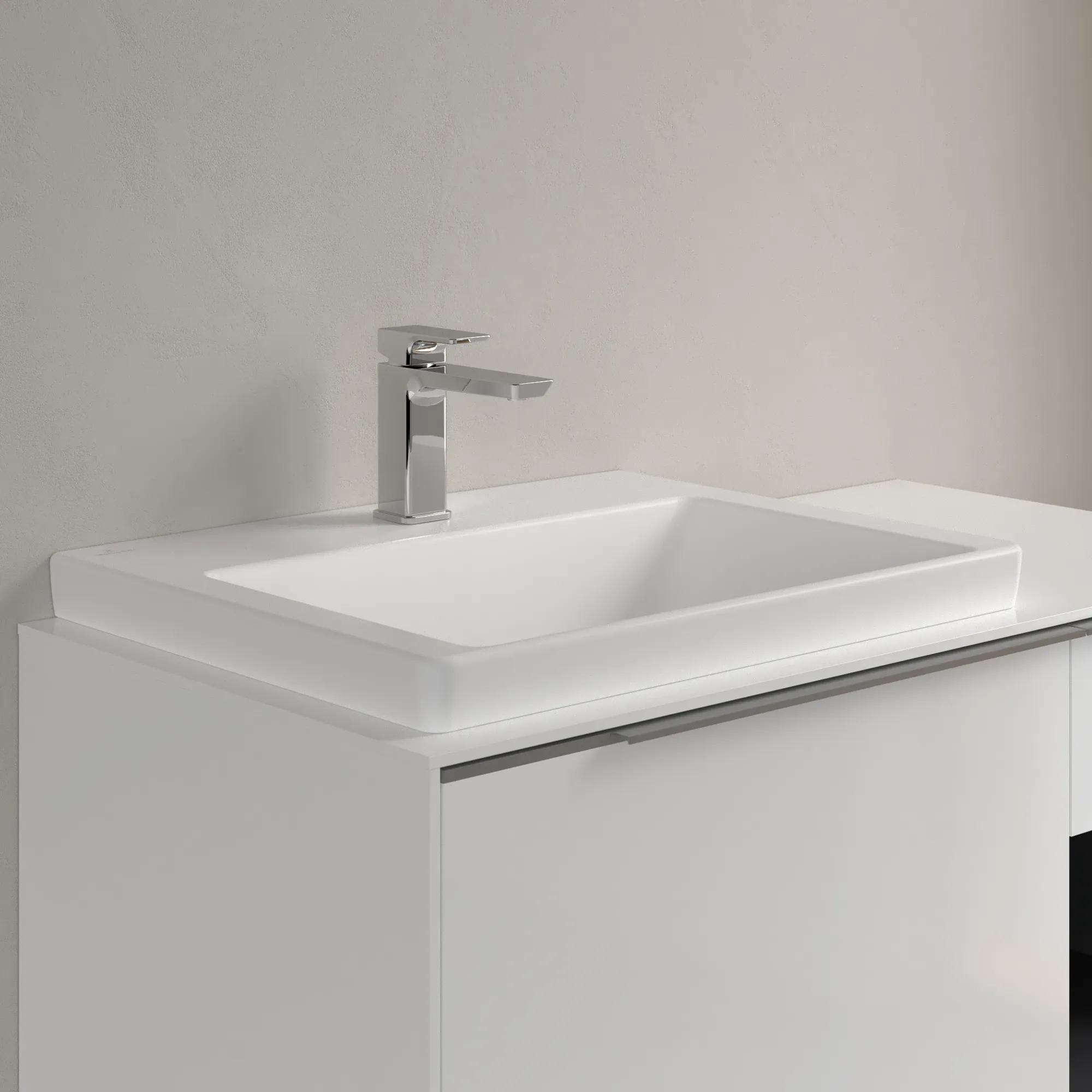 Villeroy & Boch Schrankwaschtisch Subway 3.0 4A706L, Stone White CeramicPlus, 600x470x165mm, TitanCeram, matt, Wandmontage