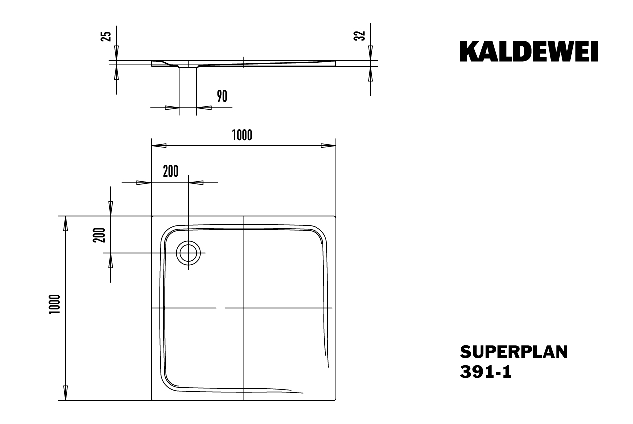 SUPERPLAN CLASSIC Duschwanne, 391-1 1000x1000mm alpinweiß