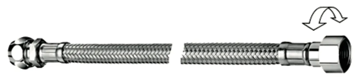 Schlauch Clean-Flex S, flexibel, 300 mm, Zugfeste Messing-Konus-Quetschverschraubung Ø 8 mm (DN 10 G 3/8 AG), Überwurfmutter G 3/8 IG mit vormontierter Dichtung