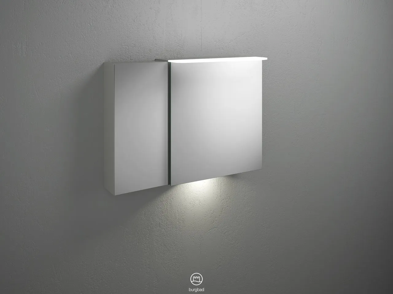 Burgbad Spiegelschrank Badu SFUB090, 310x900x665 mm, LED-Aufsatzleuchte 4200 K, Schalter-Steckdosenelement, Glaseinlegeböden