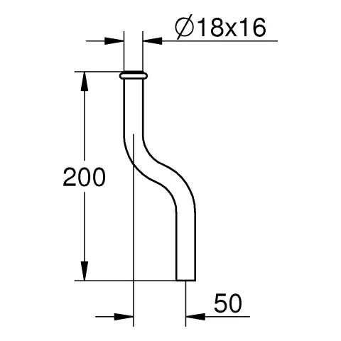 Grohe Urinalspülrohr 37040, 200 mm, Kröpfung 50 mm, chrom Grohe Urinalspülrohr 37040, 200 mm, Kröpfung 50 mm, chrom
