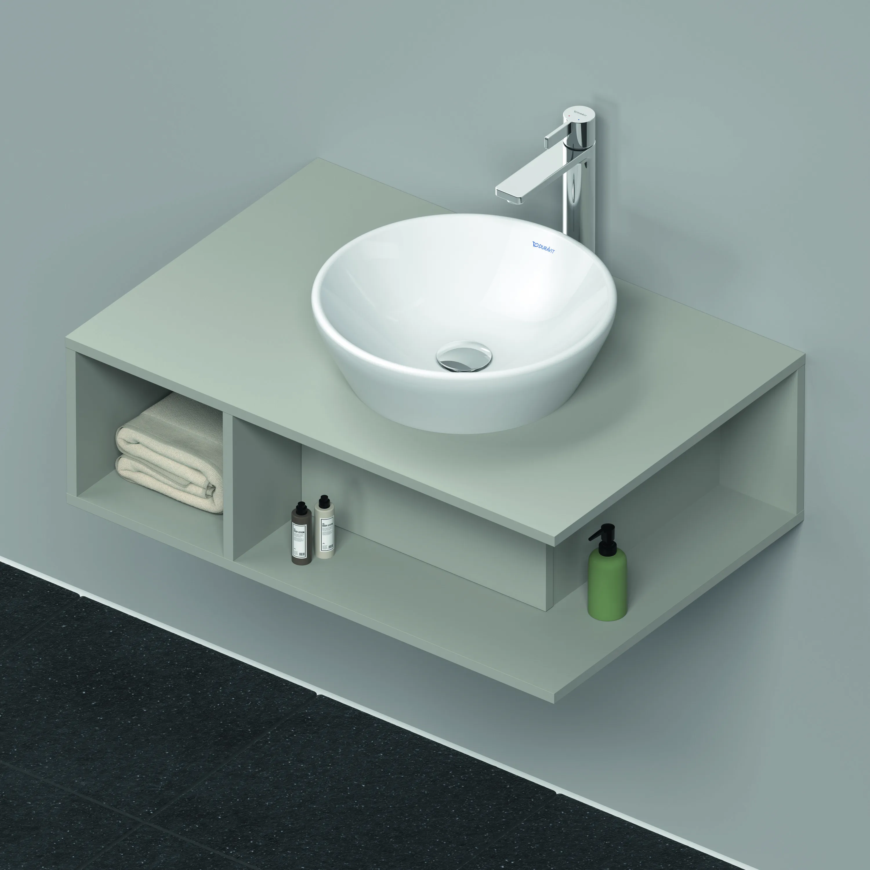 Duravit Waschtischunterschrank wandhängend „D-Neo“ 80 × 26 × 55 cm Betongrau Matt Duravit Waschtischunterschrank wandhängend „D-Neo“ 80 × 26 × 55 cm Betongrau Matt