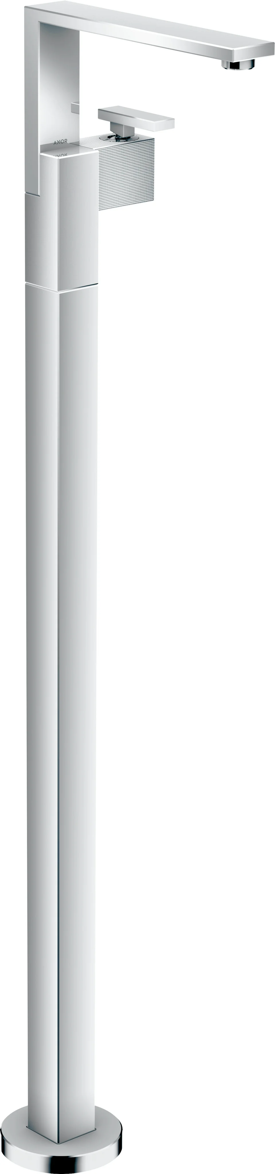 Hansgrohe AXOR Edge Einhebel-Waschtischmischer bodenstehend, Diamantschliff Chrom, Ausladung 235 mm, Push-Open Ablaufgarnitur G 1 1/4, DN15