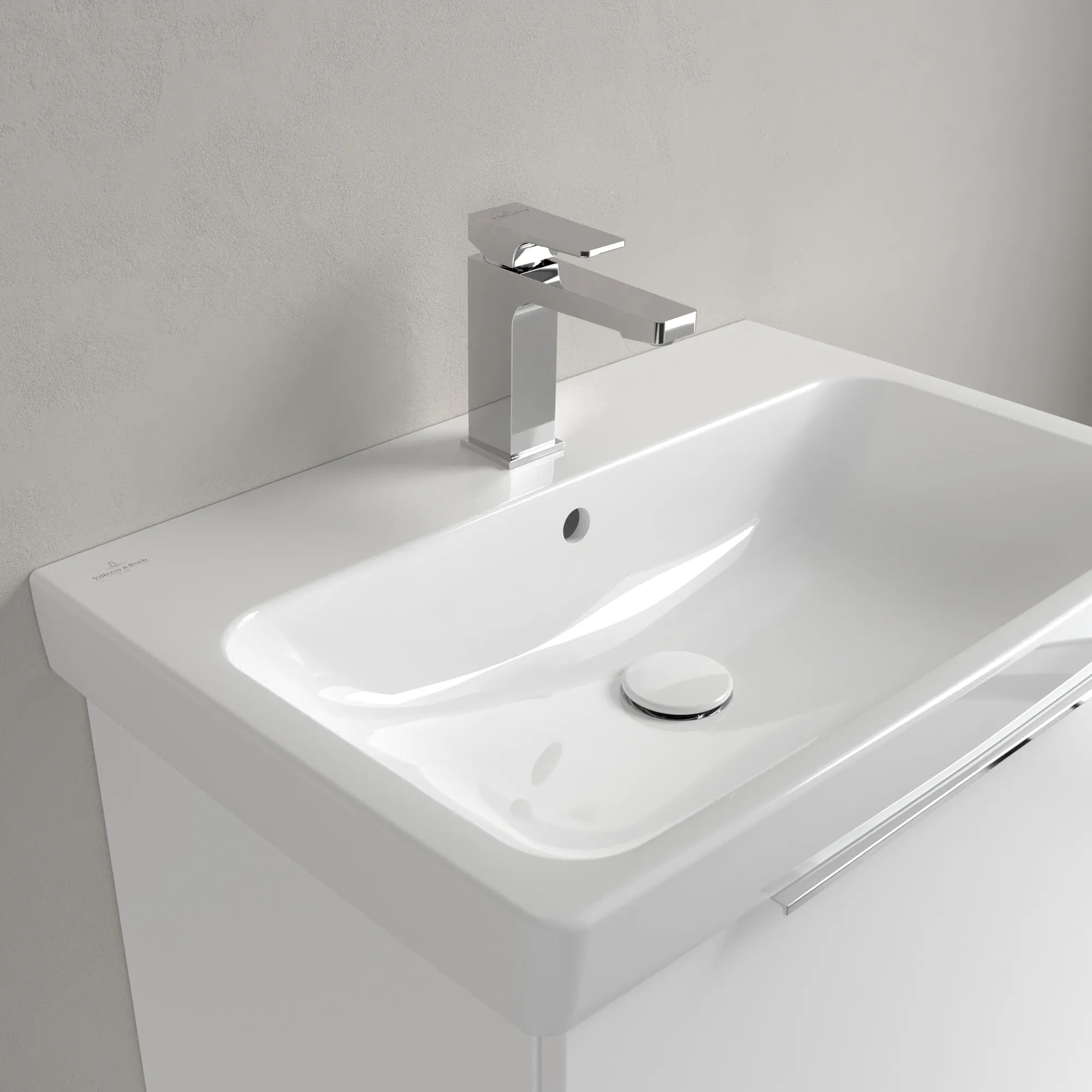 Villeroy & Boch Waschbecken „Architectura“ 650 × 445 × 165 mm, ohne Hahnlochbohrung, Hahnlochposition mittig in Weiß Alpin Villeroy & Boch Waschbecken „Architectura“ 650 × 445 × 165 mm, ohne Hahnlochbohrung, Hahnlochposition mittig in Weiß Alpin