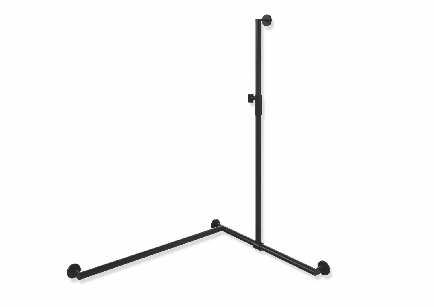 HEWI Duschhandlauf System 900, links, Edelstahl, pulverbeschichtet, magnetischer Brausehalter, 1250 mm