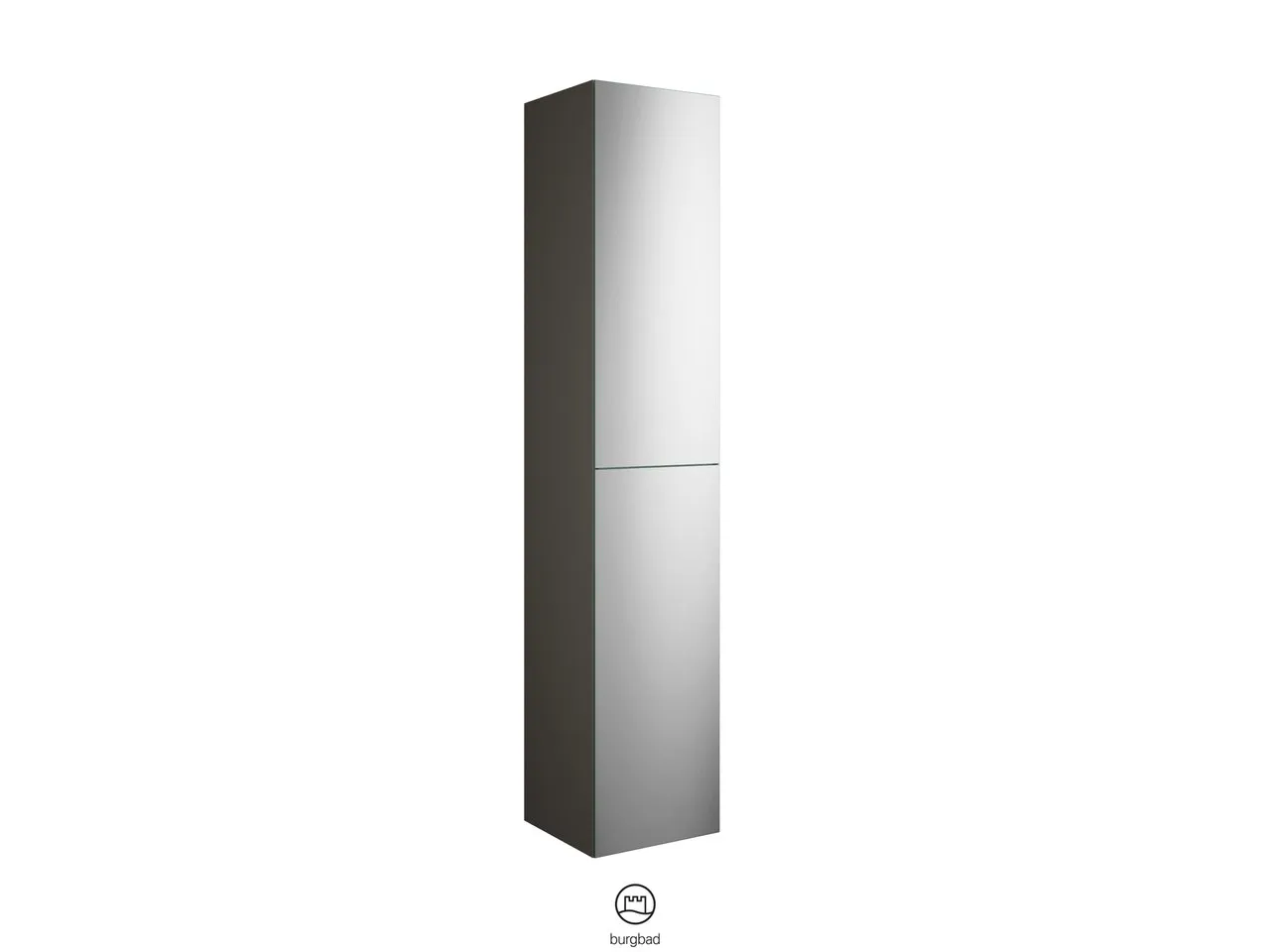 Hochschrank, 2 Spiegeltüren mit Tip-On-Technik;4 Einlegeböden;1 fester Boden, Tiefe: 350 mm, Breite: 350 mm, Höhe: 1760 mm