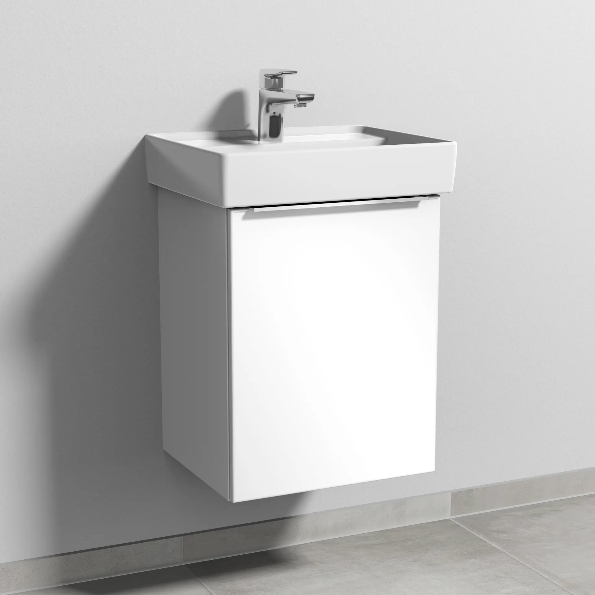 Sanipa Waschtischunterschrank „3way“ passend zu Keramik-Waschtische Collaro von Villeroy &Boch 400 × 517 × 347 mm in Weiß (glanz), Anschlag rechts