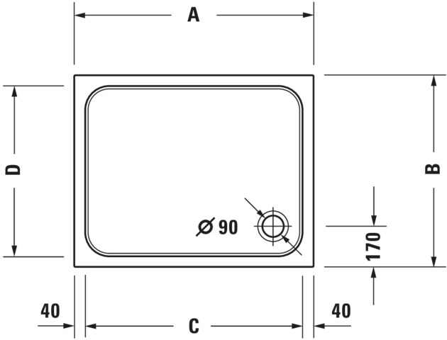 Duravit rechteck Duschwanne „D-Code“ 100 × 90 cm 