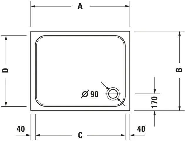 Duravit rechteck Duschwanne „D-Code“ 100 × 70 cm 