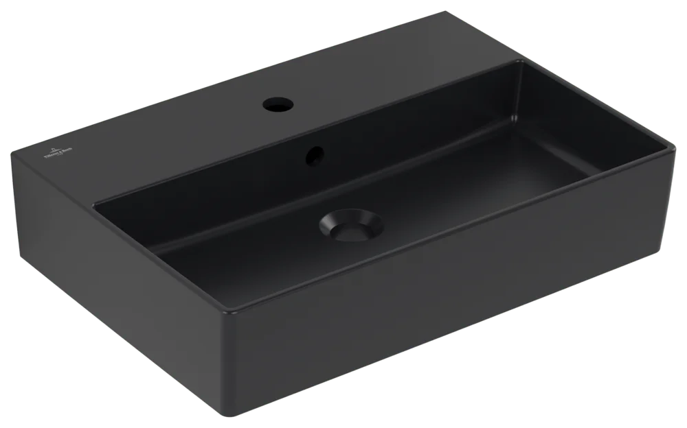 Villeroy & Boch Memento 2.0 Wandwaschbecken Pure Black CeramicPlus 600x420x135mm mit Überlauf