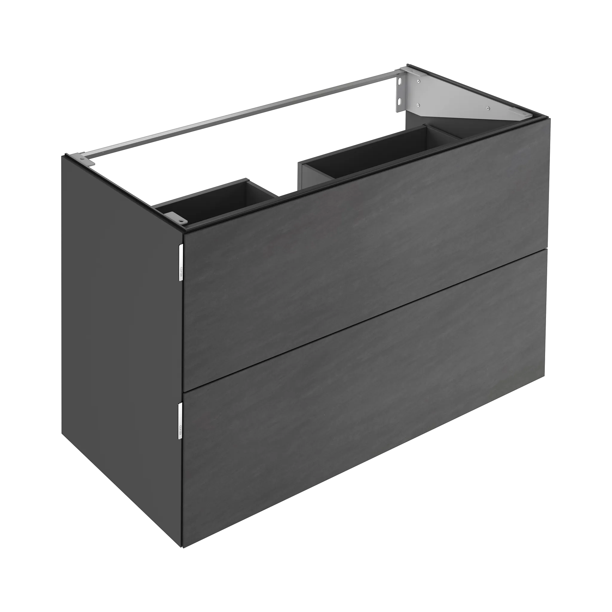 KEUCO EDITION 11 ART Waschtischunterbau mit 2 Auszügen und Beleuchtung smoke / Keramik Basalt