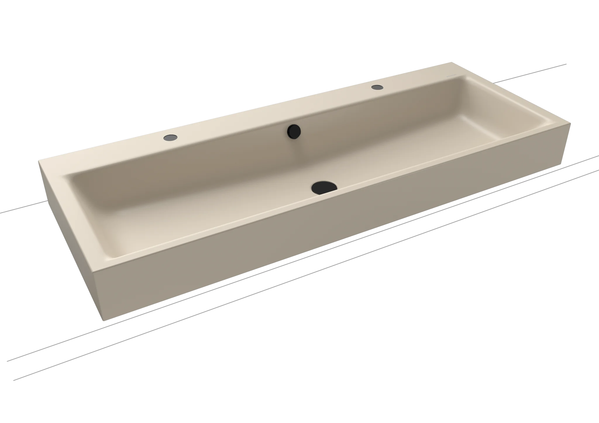 Kaldewei Aufsatz-Doppelwaschtisch PURO mit 2x 1er Hahnlochbohrung und Überlauf, 1200 x 460 x 120 mm in warm beige 20 Kaldewei Aufsatz-Doppelwaschtisch PURO mit 2x 1er Hahnlochbohrung und Überlauf, 1200 x 460 x 120 mm in warm beige 20
