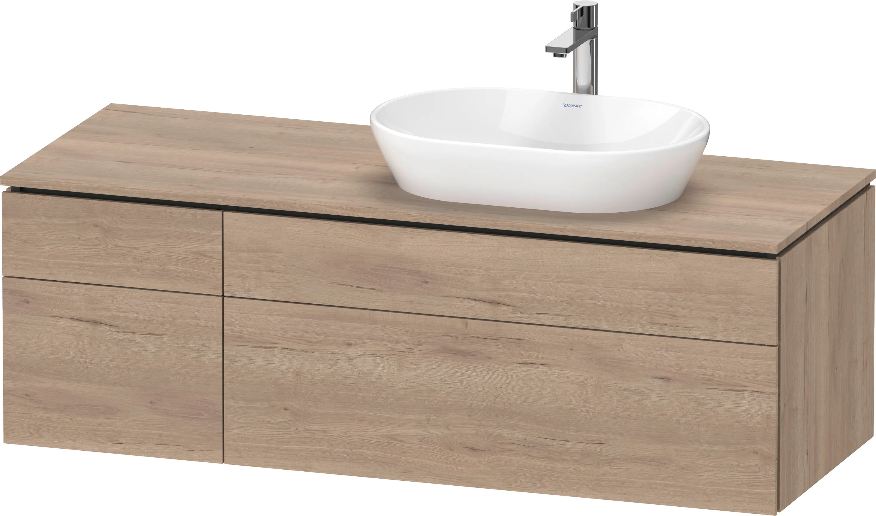 Duravit Waschtischunterschrank wandhängend „L-Cube“ 142 × 48,2 × 55 cm Eiche Marmoriert, rechts