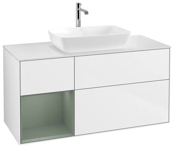 Villeroy & Boch Waschtischunterschrank „Finion“ für Schrankwaschtisch 120 × 60,3 × 50,1 cm 3 Schubladen, für Waschtischposition mittig, inkl. Beleuchtung mittig