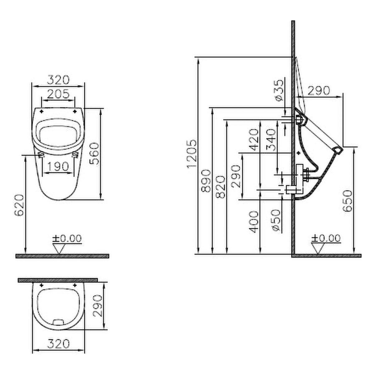 Set Urinal 32 × 56 × 29 cm mit Geberit Urinalsteuerung mit pneumatischer Spülauslösung und Geberit Vorwand-/Einbauelement für Urinal „DuofixBasic“ 130 × 50 × 75 cm