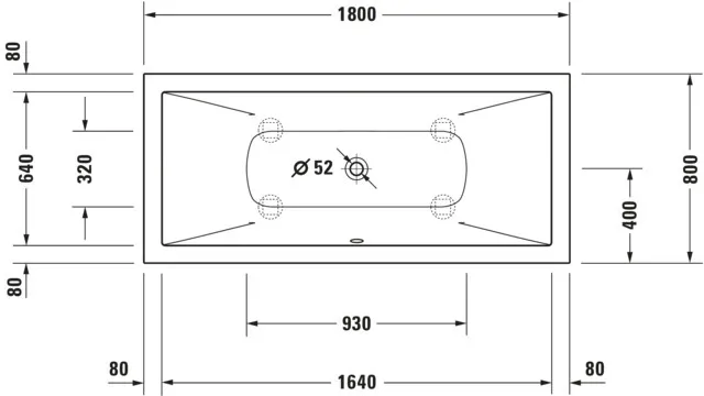 Duravit Badewanne „DuraSquare“ rechteck 180 × 80 cm in Dunkelgrau Matt