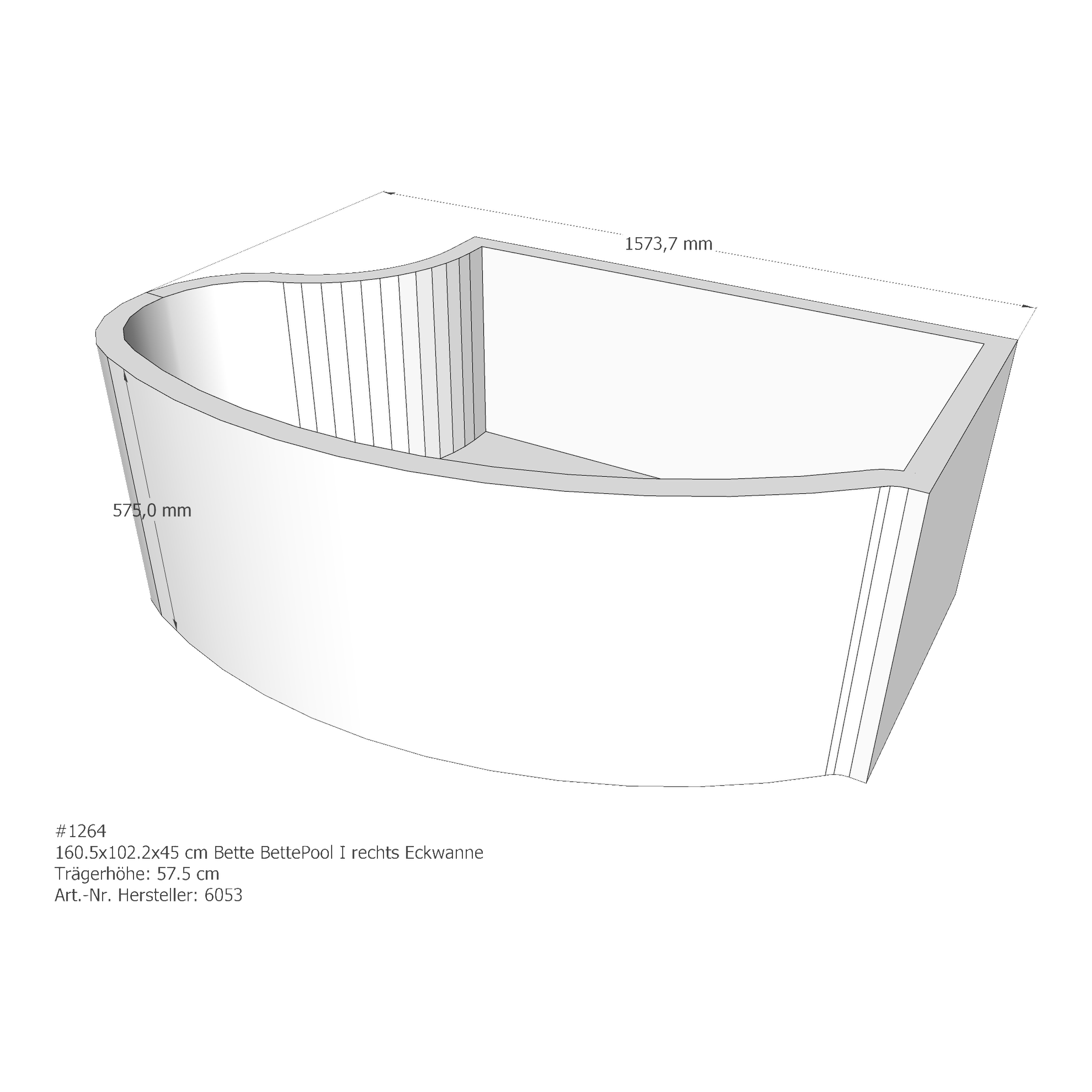 Badewannenträger für Bette Pool I rechts rechts 160,5 × 102,2 × 45 cm Ausführung: rechts Badewannenträger für Bette Pool I rechts rechts 160,5 × 102,2 × 45 cm Ausführung: rechts