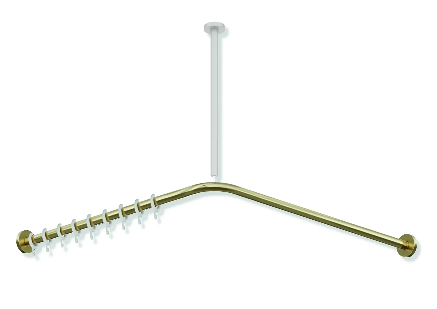 HEWI System 900 Vorhangstange, Edelstahl PVD, Achsmaß 1187x1187mm, 24 Ringe HEWI System 900 Vorhangstange, Edelstahl PVD, Achsmaß 1187x1187mm, 24 Ringe