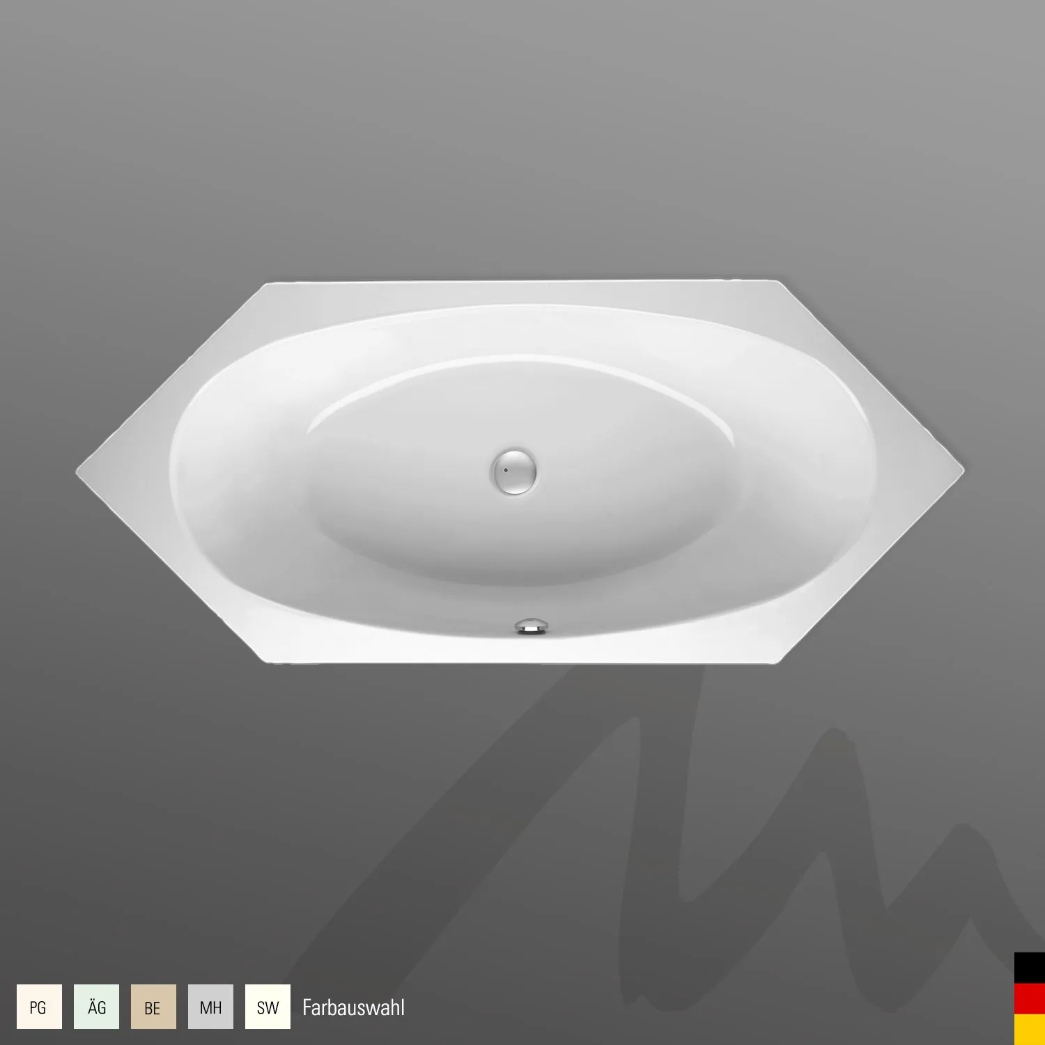 Mauersberger Acryl-Badewanne optusa 215⁄100 2150x1000x500, Farbgruppe: 2