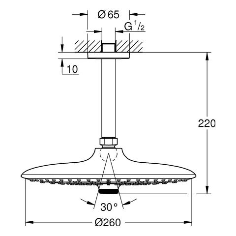 Grohe Euphoria 260 Kopfbrauseset Deckenauslass 142 mm, 3 Strahlarten, chrom Grohe Euphoria 260 Kopfbrauseset Deckenauslass 142 mm, 3 Strahlarten, chrom