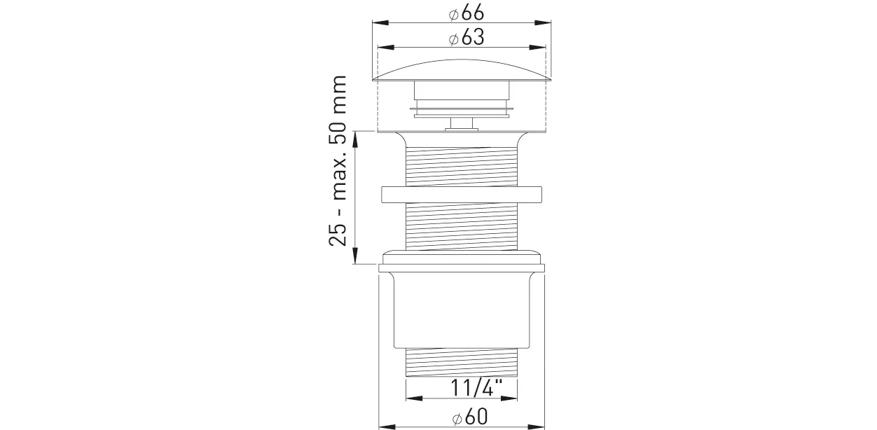 Design-Excentergarnitur 1 1/4″,bronciert ohne Überlaufschlitze, verschließbar
