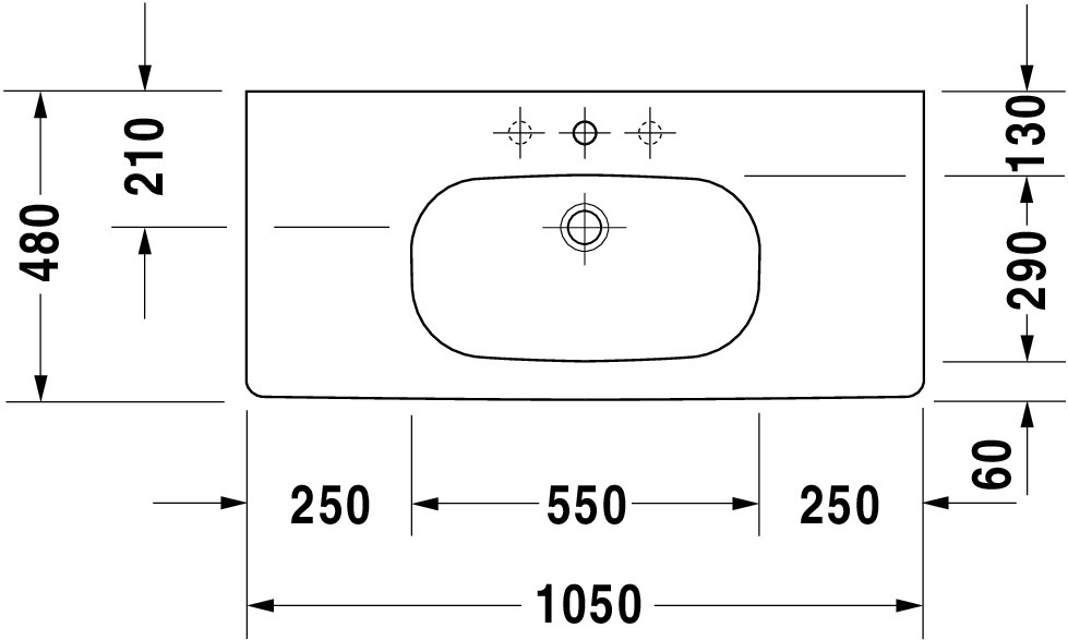 Waschtisch „D-Code“, Form rechteckig 105 × 48 cm 