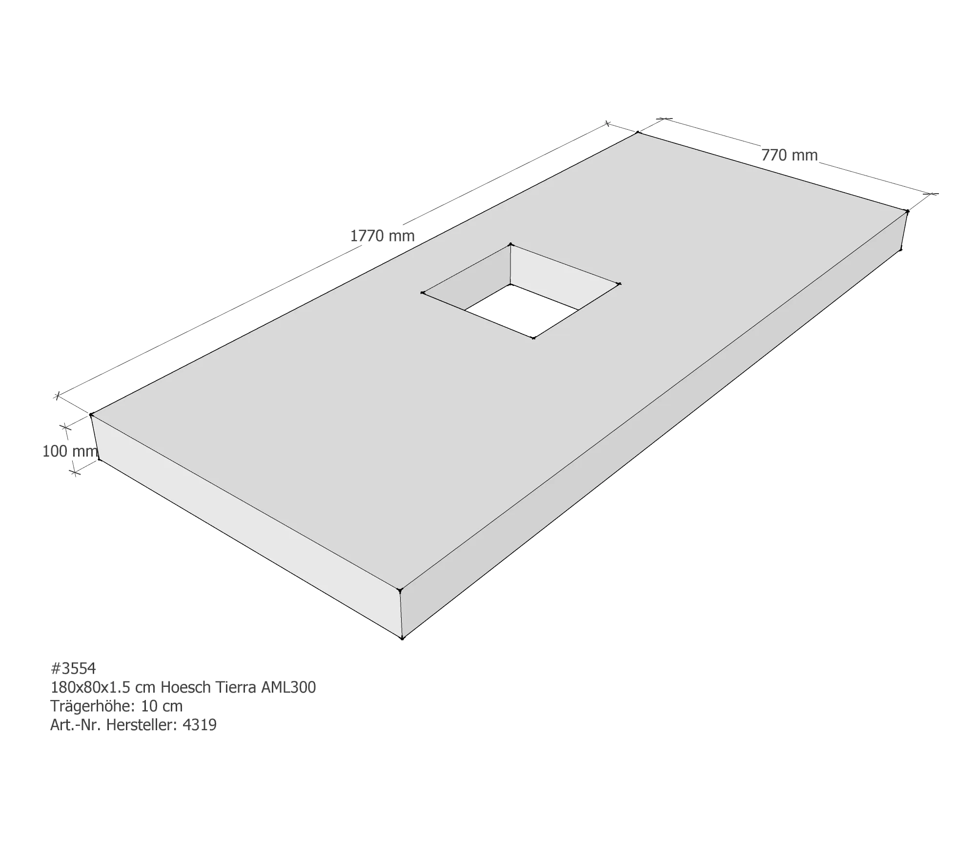Duschwannenträger passend für Hoesch Tierra 180 × 80 × 1,5 cm