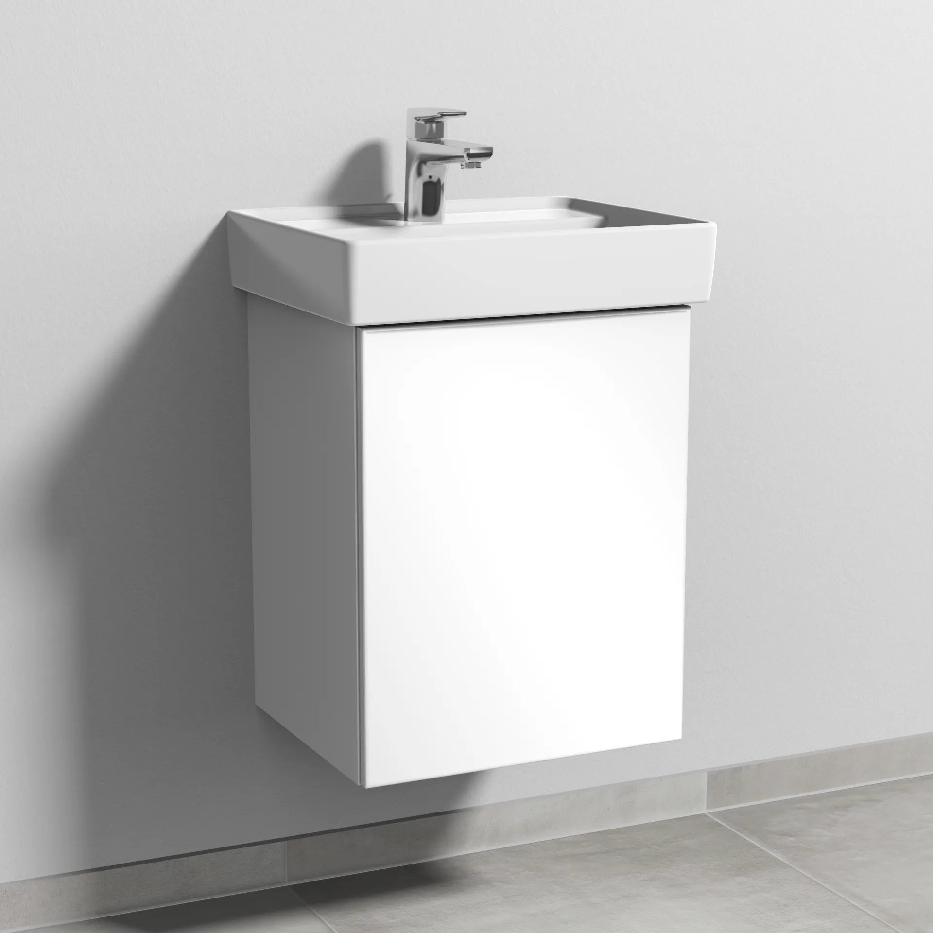 Sanipa Waschtischunterschrank „3way“ passend zu Keramik-Waschtische Collaro von Villeroy &Boch 400 × 517 × 347 mm in Weiß (glanz), Anschlag rechts