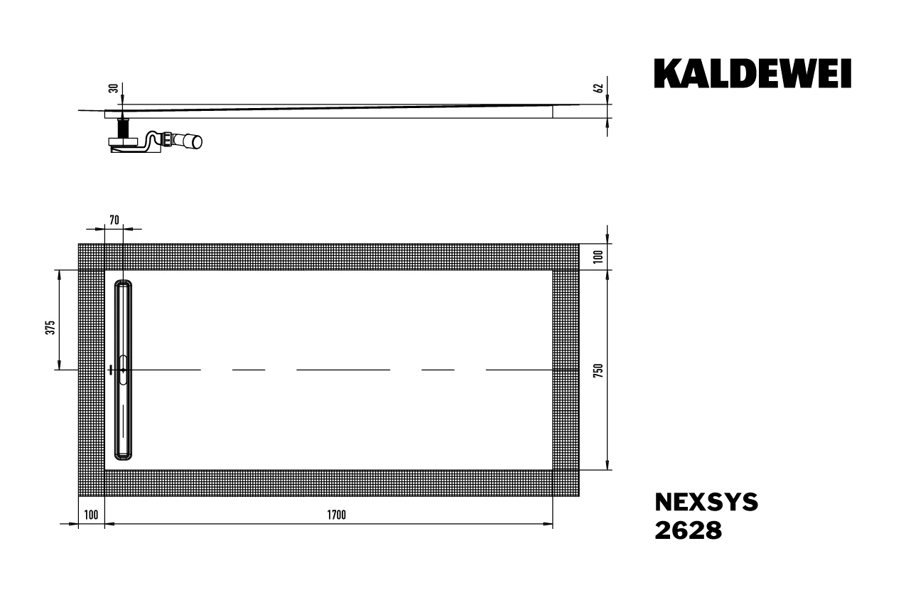 Kaldewei rechteck Duschwanne „Nexsys“ 75 × 170 cm in alpinweiß