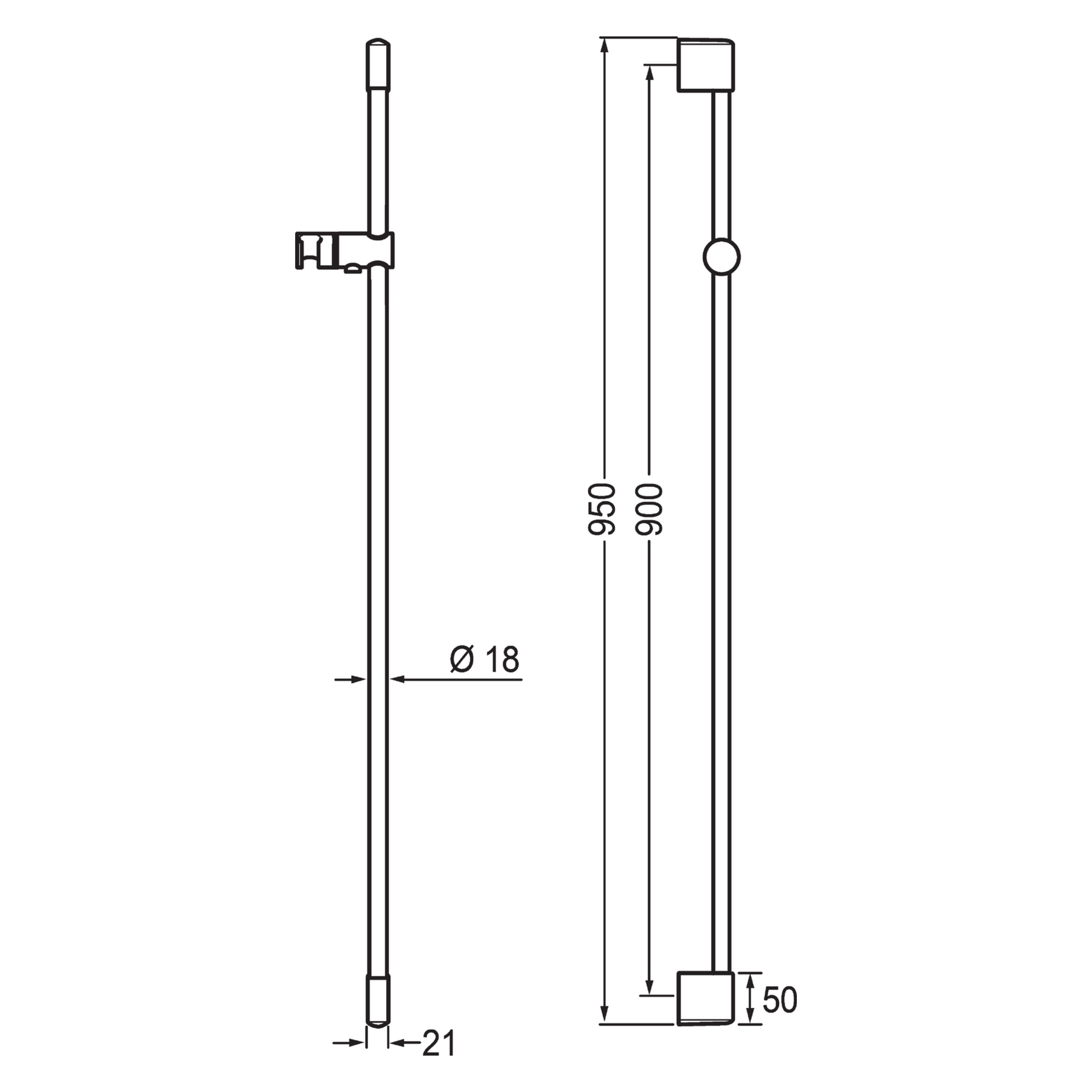 HA Wandstange HANSA 0455 Chrom