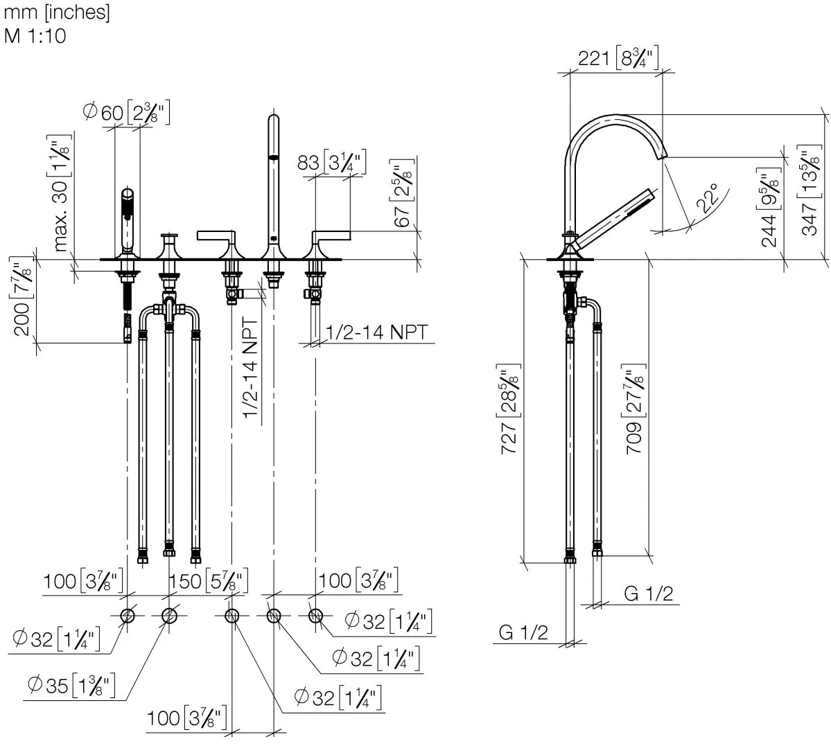 Dornbracht VAIA Wannen-Fünflochbatterie für Wannenrandmontage mit Umstellung Chrom Dornbracht VAIA Wannen-Fünflochbatterie für Wannenrandmontage mit Umstellung Chrom