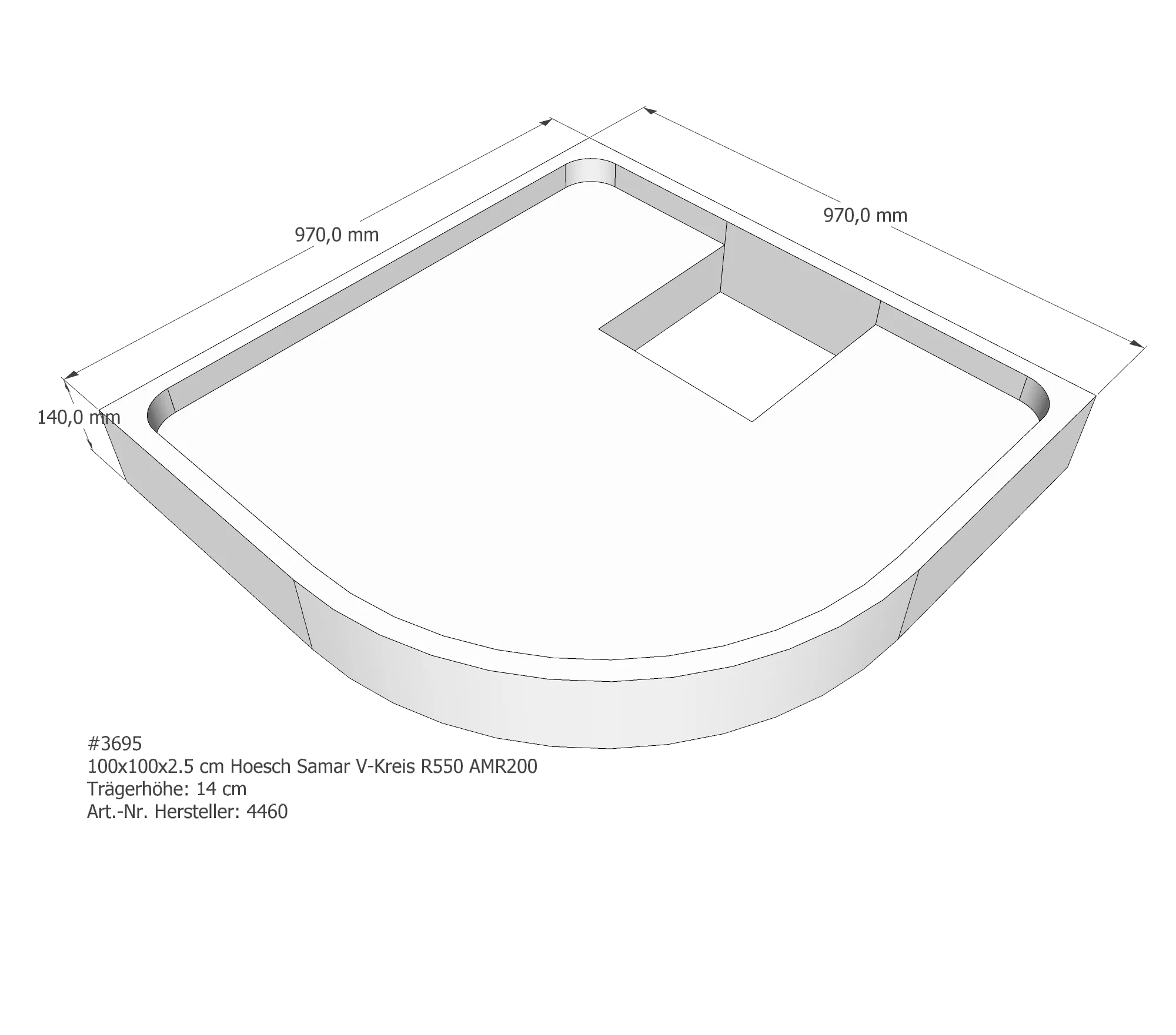 Duschwannenträger für Hoesch Samar 100 × 100 × 2,5 cm Duschwannenträger für Hoesch Samar 100 × 100 × 2,5 cm