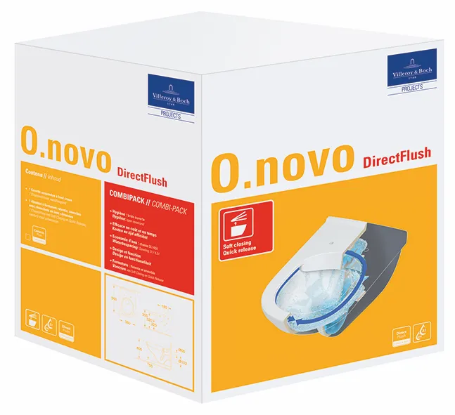 Combi-Pack O.novo 5660HR, 360 x 560 x 350 mm, Oval, wandhängend, Abgang waagerecht, Weiß Alpin