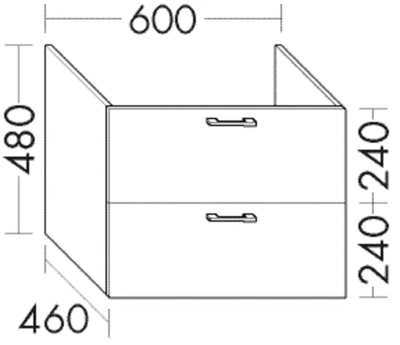Waschtischunterschrank Sys30 von burgbad – 1 Schublade oben mit Siphonausschnitt, 1 Auszug unten, 480 mm hoch, 600 mm breit, 460 mm tief Waschtischunterschrank Sys30 von burgbad – 1 Schublade oben mit Siphonausschnitt, 1 Auszug unten, 480 mm hoch, 600 mm breit, 460 mm tief