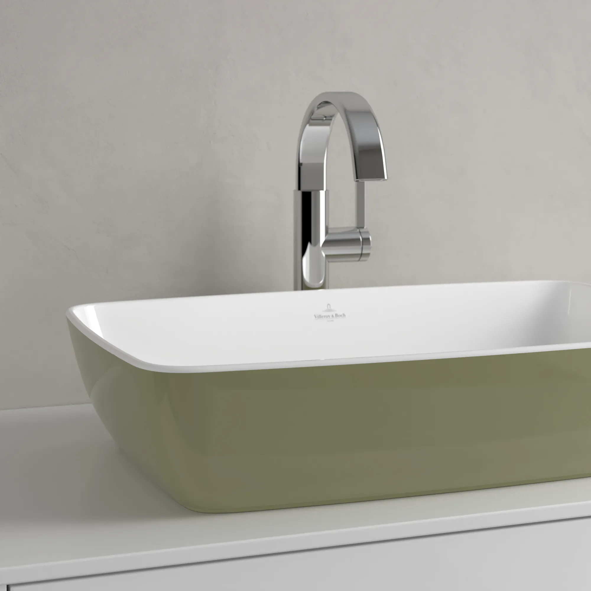 Villeroy & Boch Aufsatzwaschtisch aus TitanCeram „Artis“ 580 × 385 × 130 mm in Sage Green Villeroy & Boch Aufsatzwaschtisch aus TitanCeram „Artis“ 580 × 385 × 130 mm in Sage Green