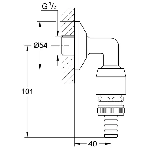 Original WAS Schlauchanschlussbogen 41126, DN 15, Wandmontage, Rohrbelüfter Bauform HB, eigensicher, chrom Original WAS Schlauchanschlussbogen 41126, DN 15, Wandmontage, Rohrbelüfter Bauform HB, eigensicher, chrom