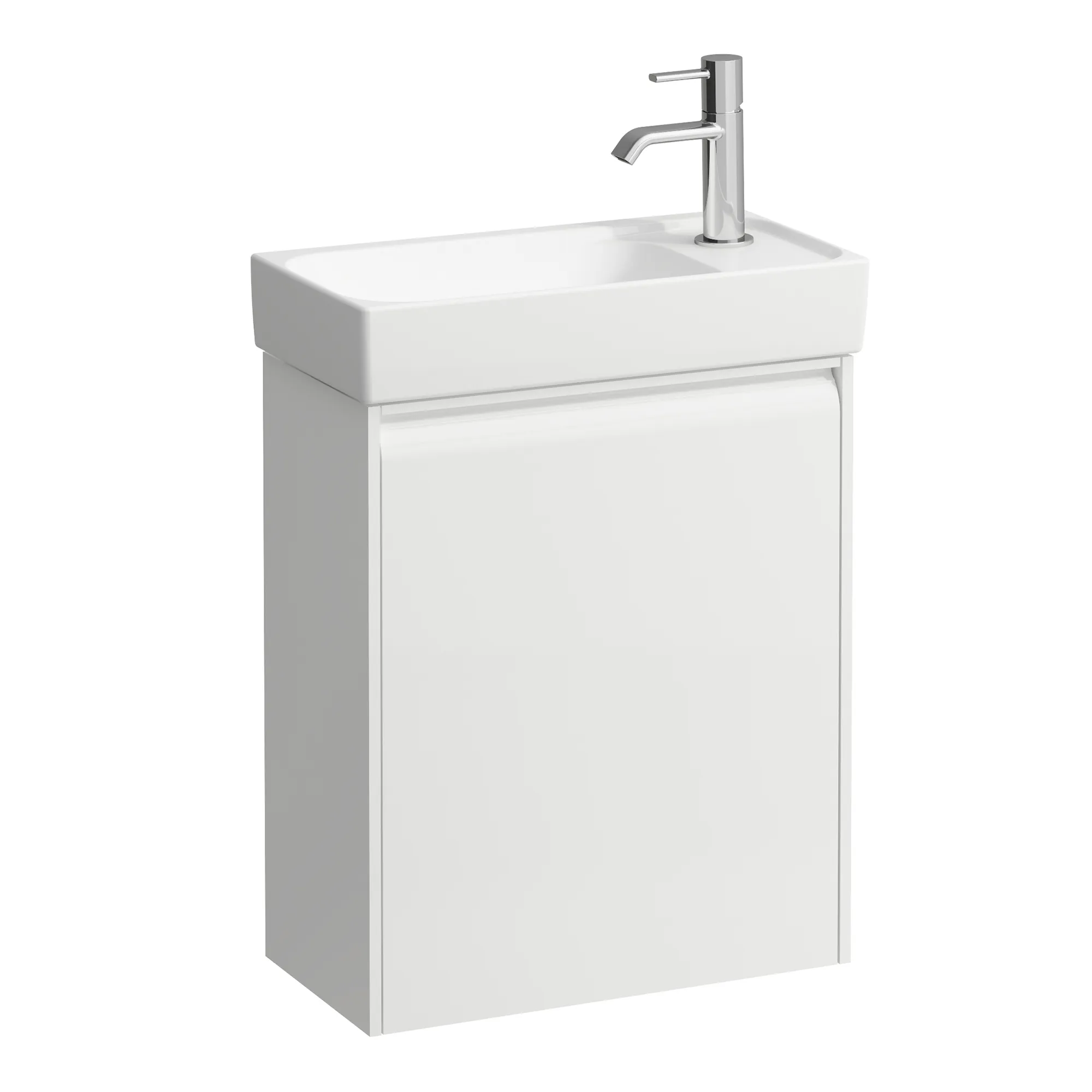 Waschtischunterbau, MEDA, 222x437x515, 1 Tür Scharnier rechts, integrierte Griffleiste, Soft-Close, 1 Glasablage (fix), für Handwaschbecken MEDA H815113 (46 cm), weiß matt Waschtischunterbau, MEDA, 222x437x515, 1 Tür Scharnier rechts, integrierte Griffleiste, Soft-Close, 1 Glasablage (fix), für Handwaschbecken MEDA H815113 (46 cm), weiß matt