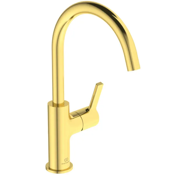 Ideal Standard Waschtischarmatur Joy, Brushed Gold, hoher Auslauf, Ausladung 169 mm, Auslaufhöhe 221 mm