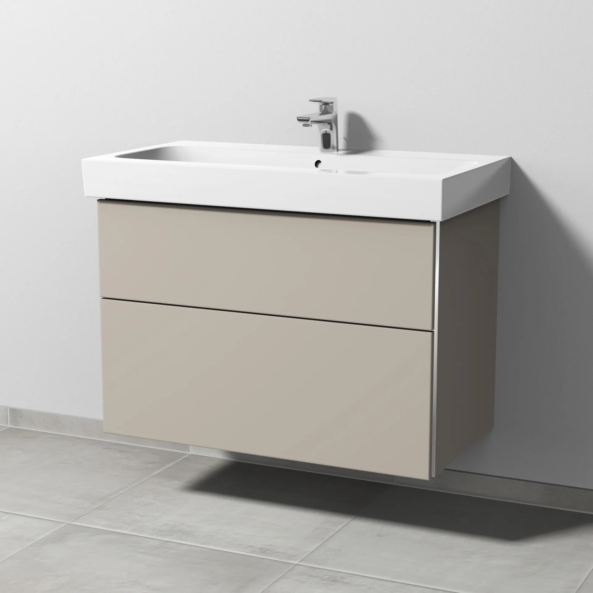 Sanipa Waschtischunterschrank „3way“ 850 × 593 × 462 mm in Kaschmir (matt), Becken mittig Sanipa Waschtischunterschrank „3way“ 850 × 593 × 462 mm in Kaschmir (matt), Becken mittig