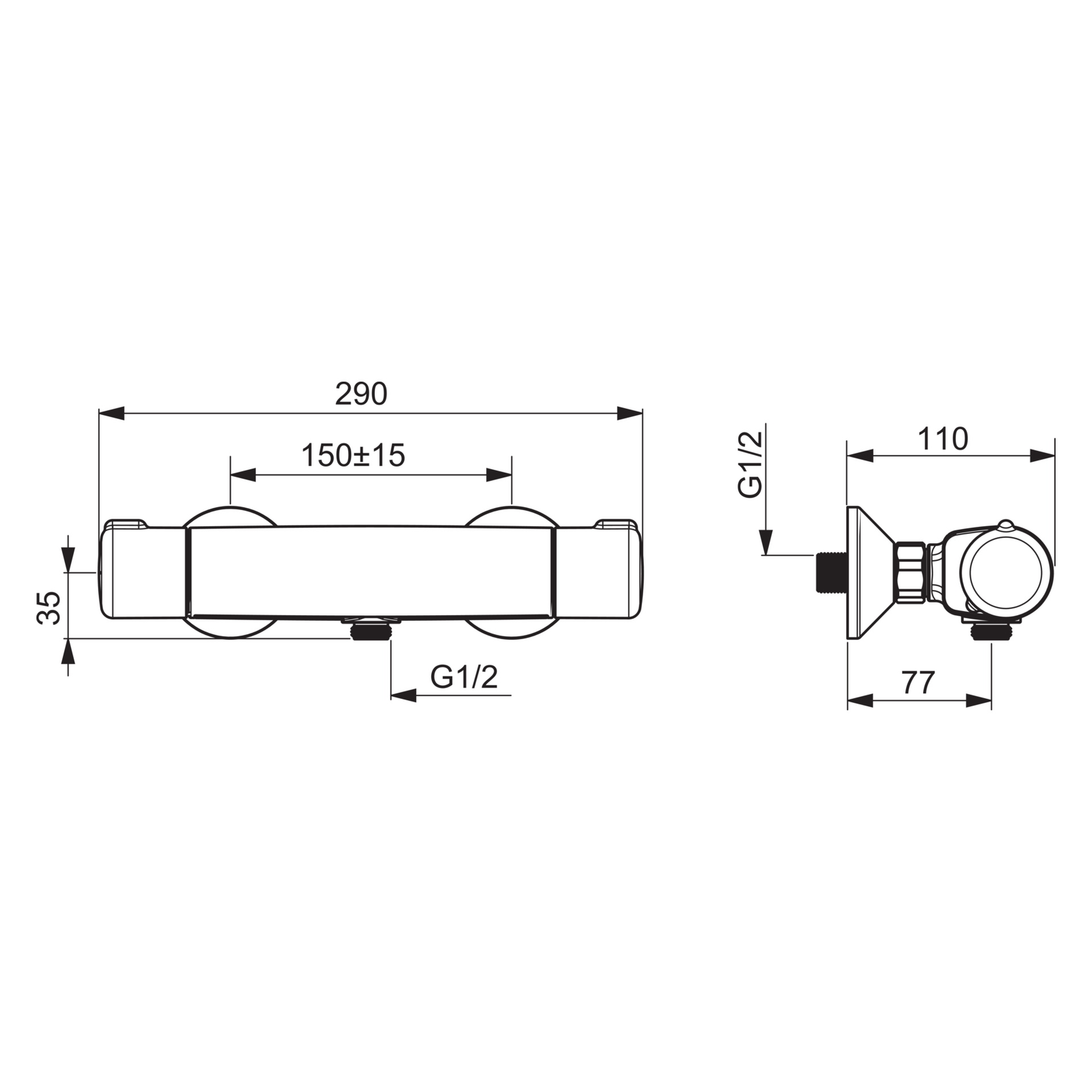 HA Brausebatterie HANSAMICRA 5815 DN15 Chrom