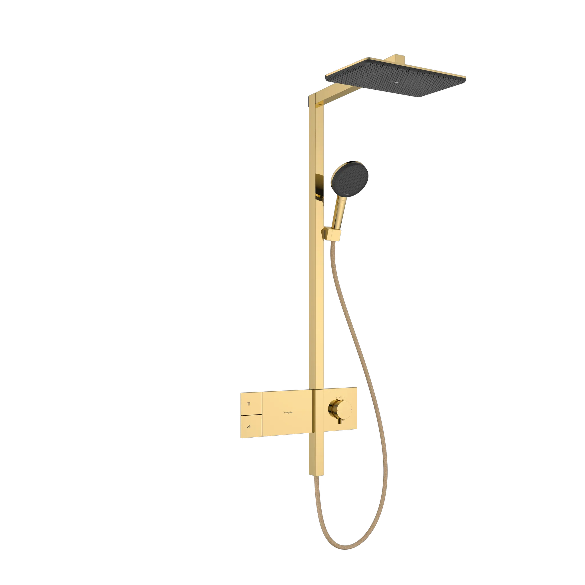 Hansgrohe Raindance Alive Q Showerpipe 210/340 1jet mit Thermostat PGO, Polished Gold Optic, 214 x 343 mm Brausekopfgröße, Aufputzinstallation Hansgrohe Raindance Alive Q Showerpipe 210/340 1jet mit Thermostat PGO, Polished Gold Optic, 214 x 343 mm Brausekopfgröße, Aufputzinstallation