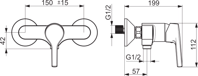 HA Einhebelmischer Brausebatterie HANSAPALENO 5647 Ausladung 57 mm DN15 Chrom