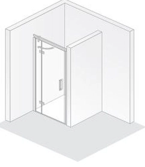 HSK teilgerahmte Drehtür an Nebenteil „Atelier Plan“ Glas Klar hell, Profile Chromoptik (Alu Hochglanz poliert), H: 2000 mm HSK teilgerahmte Drehtür an Nebenteil „Atelier Plan“ Glas Klar hell, Profile Chromoptik (Alu Hochglanz poliert), H: 2000 mm