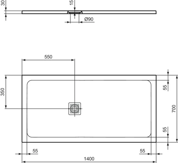 Ideal Standard Duschwanne „UltraFlatS+“ 70 × 140 cm in Schiefer Ideal Standard Duschwanne „UltraFlatS+“ 70 × 140 cm in Schiefer