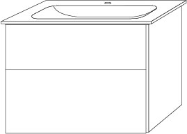 Sanipa Keramik-Waschtisch-Set mit Waschtischunterschrank „3way“ 79 × 49,7 × 58,2 cm in Ulme-Impresso, mittig