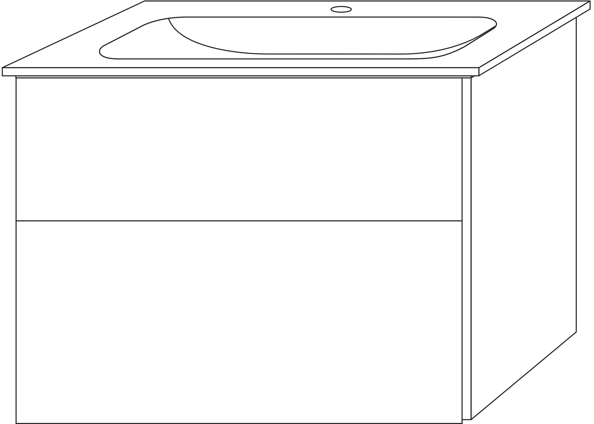 Sanipa Keramik-Waschtisch-Set mit Waschtischunterschrank „3way“ 79 × 49,7 × 58,2 cm in Linde-Hell, mittig