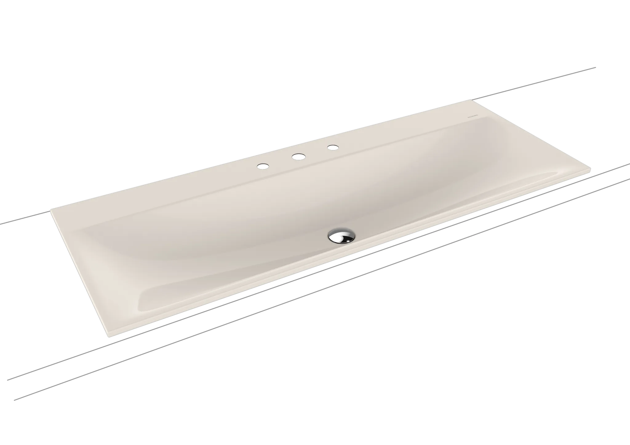 Doppelwaschtisch „Silenio“ 120 × 46 cm, ohne Hahnlochbohrung in pergamon, mit Perl-Effekt Doppelwaschtisch „Silenio“ 120 × 46 cm, ohne Hahnlochbohrung in pergamon, mit Perl-Effekt